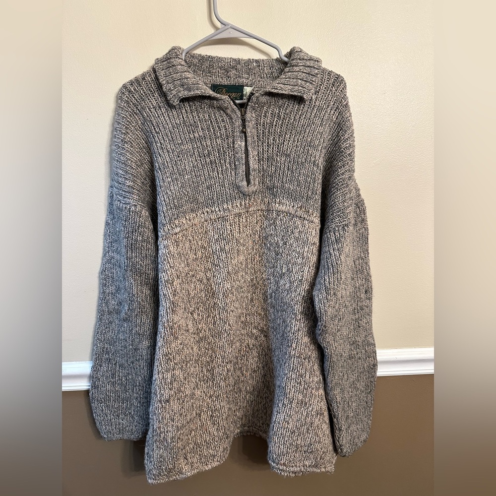 100% Pure New Wool Hand Loomed in Ireland Men's 1/4 zip Sweater